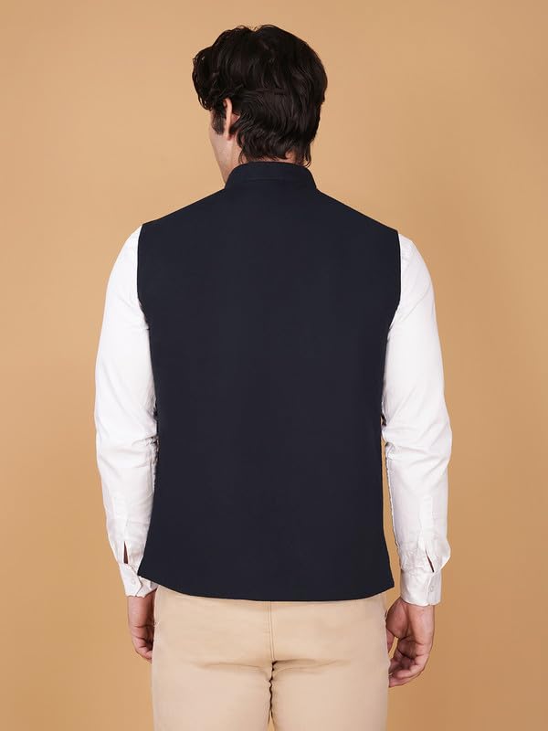 Image of Vastraa Fusion Men's Traditional Woolen Nehru Jacket Modi Waistcoat
