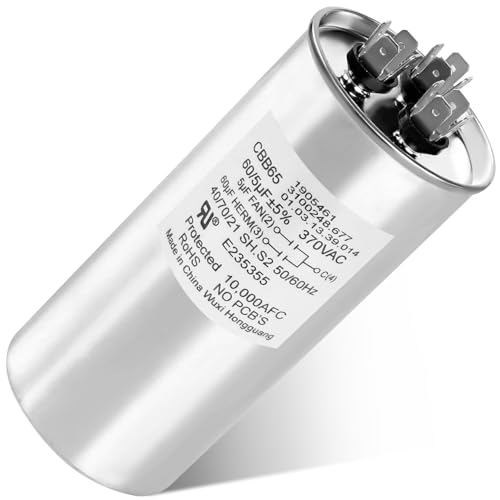 Fits for Dometic 3312195.000 Air Conditioner RV AC Motor Capacitor 60/5 MFD, Heavy Duty Air Conditioner Capacitor Replacement, Compatible with Dometic 3312195000 RV Air Conditioner Models
