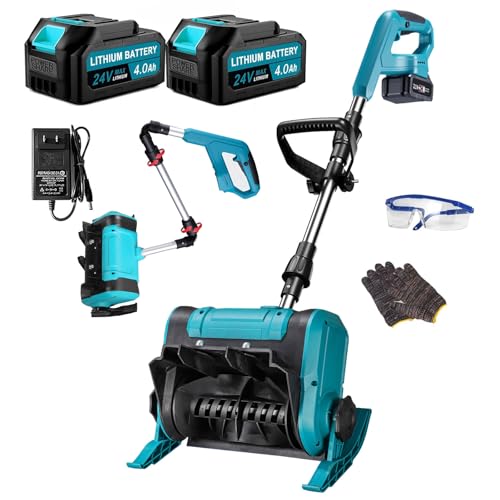 Schneefräse für makita schneefräse akku 18v, mit Auxiliary Bracket (Arbeitsbreite 30 cm, max. Schneehöhe 12 cm, mit 2 × Akkus & Ladegeräte), bis zu 6 m Wurfweite, Einstellbare Auswurfrichtung.