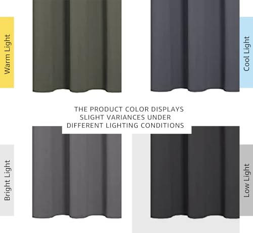 Image of NICETOWN Grey Blackout Curtain Panels for Bedroom, Thermal Insulated Grommet Top Blackout Draperies and Drapes for Basement (2 Panels, W34 x L45-inch, Grey)