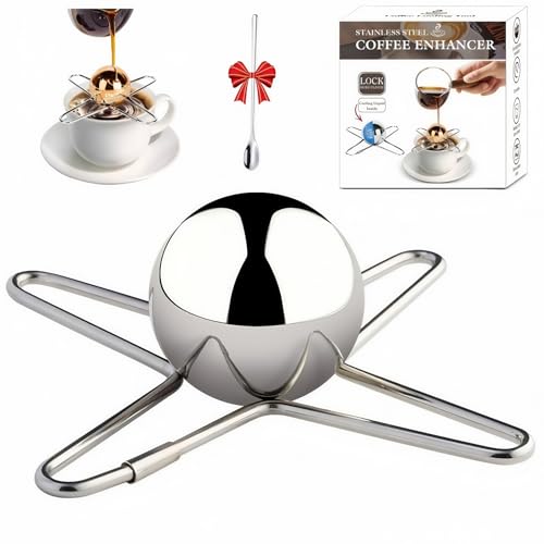 Stainless Steel Espresso Cooling Ball with Stand - Expresso Frozen Ball Chiller for Iced Coffee & Coffee Lovers Gift, Instant Coffee Ice Ball Cooler (4.72x4.72x1.58inch)