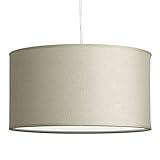 Linea di Liara Messina One-Light Drum Pendant Lamp, Cream Woven Shade with Chrome Canopy LL-P719
