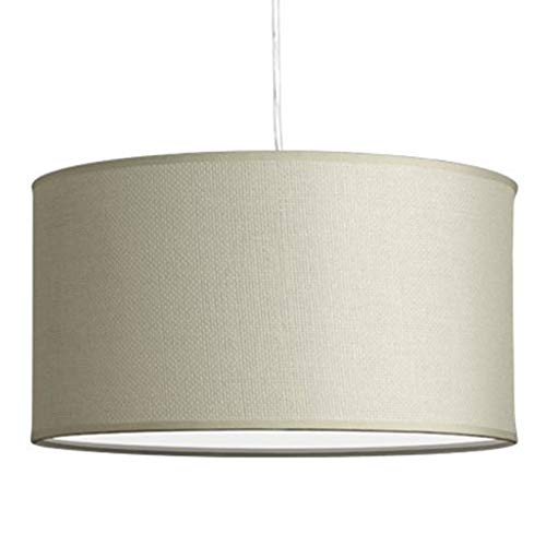 Linea di Liara Messina Drum Pendant Light Fixture Dining Room Light Over Table Kitchen Pendant Lighting with Cream Fabric Shade Drum Chandelier, UL Listed