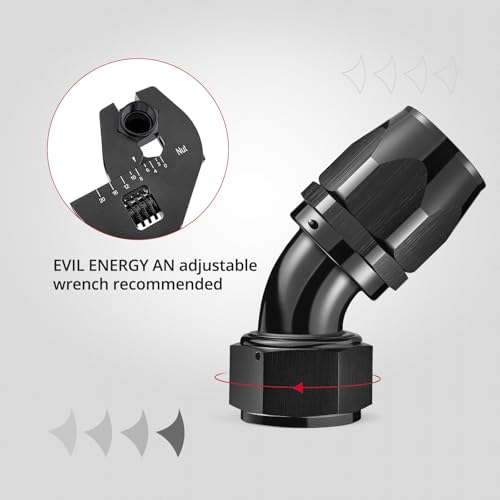 Image of EVIL ENERGY 20AN Hose End Fitting 45 Degree Swivel for CPE Braided Hose Black 2PCS