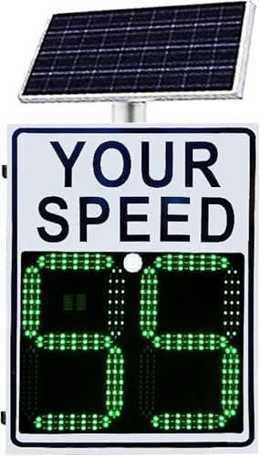 Solar Powered Radar Speed Warning Sign - LED Speed Limit Display, Radar Feedback Sign for Traffic Control, 50x70cm Solar Radar Speed Monitor for Enhanced Road Safety