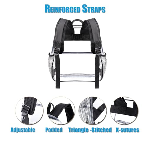Image of Crosstime Clear Backpack for Stadium Events 12x6x12, Stadium Approved Transparent Bag with Reinforced Straps for Sports, Games, Concerts, Festivals