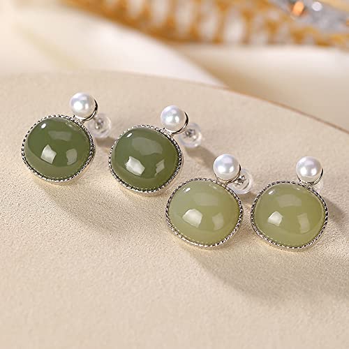 Boucles d'oreilles argent résistant et jade vert anti-allergie