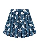 RITERA Women's Plus Size Skirts 4X Blue Star Mini Skater Skirt Casual Basic Versatile Skirt Outfit Smooth Stretchy Elastic Waist Flared Flag Skirts for Girls 4XL 26W