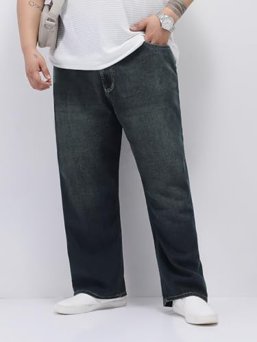 Image of Urbano Plus Men's Loose Baggy Fit Heavy Washed Jeans Non-Stretchable