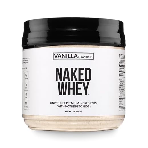 NAKED Vanilla Whey Protein 1Lb, Only 3 Ingredients, All Natural Grass Fed Whey Protein Powder + Vanilla + Coconut Sugar - NSF Certified, GMO-Free, Soy Free, Gluten Free. Aid Muscle Growth, 12 Servings