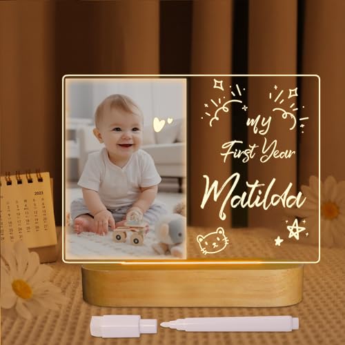 CooPark Lavagna per appunti a LED, luce notturna, in acrilico personalizzata, con penna cancellabile, per scrivere fai da te, per camera da letto, uff