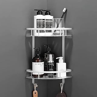 Shower Organiser Storage No Drilling Bathroom Organizer Storage Bathroom Shelf Organizer with Adhesive Sticker for Bathroom Accessories & Kitchen Paste Installation Shower Corner Caddy