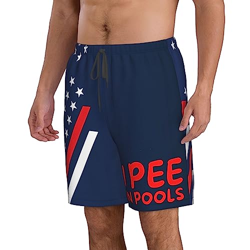 I Pee in Pool Men's Beach Shorts Swim Trunks with Pockets Sports Shorts L3