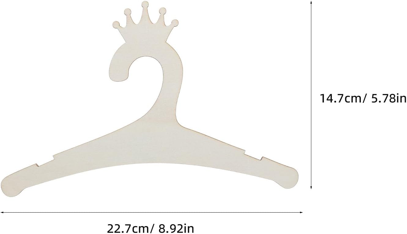 Wooden Baby Clothes Hangers 10pcs, Cute Crown Design for Nursery