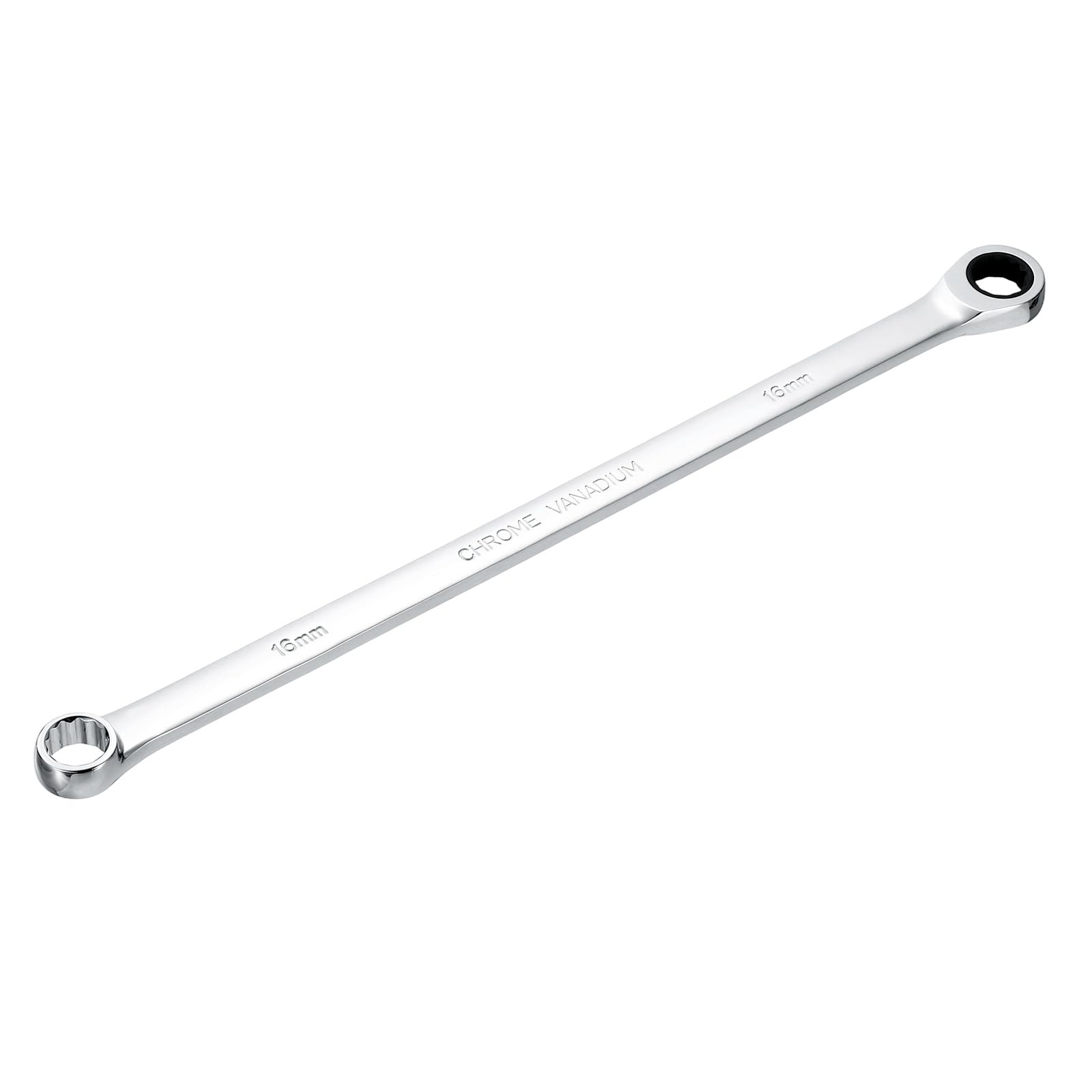 sourcing map Metric Double Box End Ratcheting Wrench, 16mm Extra Long 72 Teeth Chrome Vanadium Steel Ratchet Wrench for Automotive Furniture Machinery Repair
