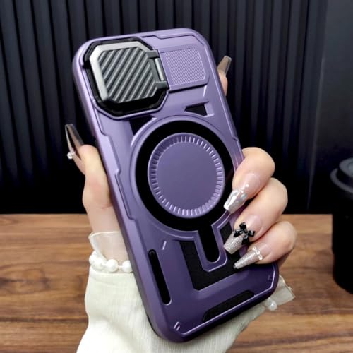 Coque de protection antichoc iPhone 17 Pro violet foncé compatible charge sans fil avec protège-objectif