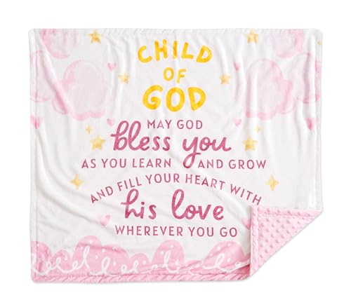 Image of Huglanket Baptism Gifts for Girls - Baptismal Gifts, Christening Gifts for Baby Girls - Baby Dedication Gifts from Godmother, Godfather, Godparent - Pink Plush Dimple Dot Soft Fleece Blanket, 30 inchx 36 inch