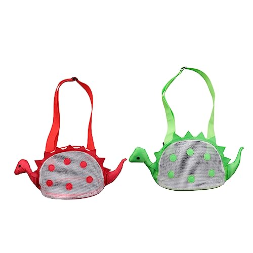 PartyKindom Cartoon Dinosaurs Mesh Bag Set 2 Boys and Girls Beach Bags for Shells Toys Breathable Water-resistant Easy to Store
