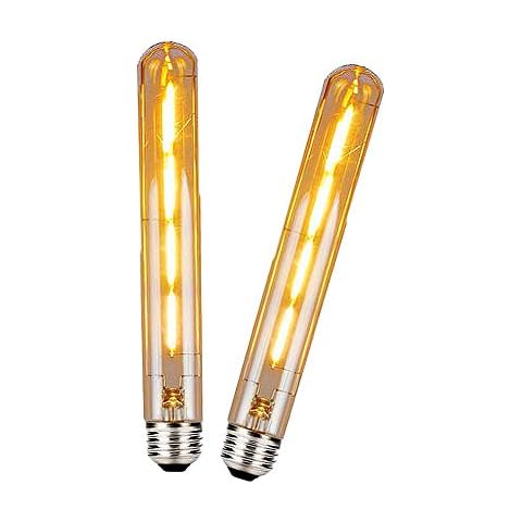 BAISHICHENG 2Pack Long Tube LED Bulb Edison Retro Vintage Decorative Tube Light Bulbs E27 4W (Replace 40W Screw Halogen Bulb)T30 E27 Filament LED Bulbs Warm White 2700K AC 220-240V (225mm) Cover