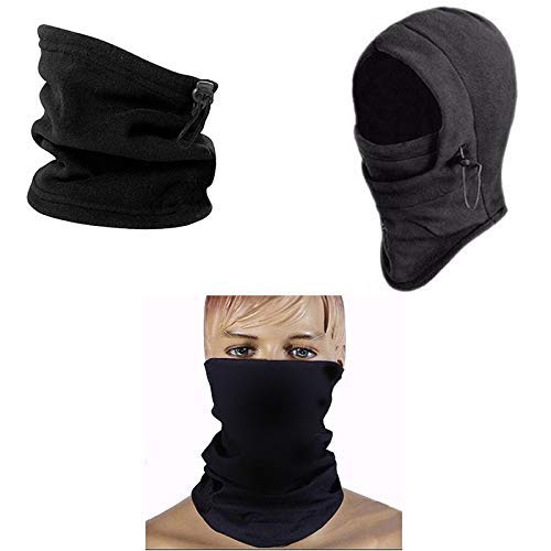 Kit balaclava frio intenso + gola soft + Bandana Balaclava Lisa Tatica Militar PM Moto