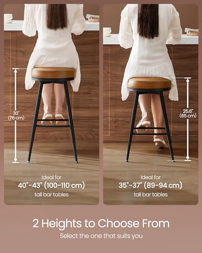 Vasagle ULBC100K01 Ekho Collection - Swivel Bar Stools Set Of 2, Counter Height Backless Bar Stools, Synthetic Leather With Stitching, Mid-Century Modern, 25.6-Inch Tall Kitchen Barstools thumb #6