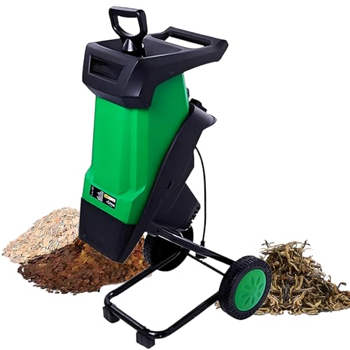 CYTBEK 2400W Garden Rolling Shredder, Electric Wood Chipper with 50L Collection Bag, 4500 Rpm/minute Dual Edge Blades Cutting, Leaf Mulcher for Lawn/garden,chippers+30m Power Line