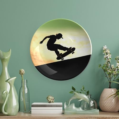 Plato Decorativo Skateboard Bone China Estilo Chino 6 pulg miniatura 5