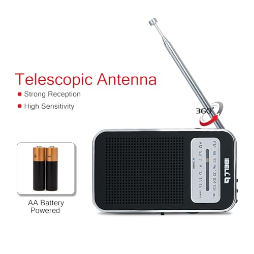 Image of iBELL FM720BT Portable Pocket FM Radio with Bluetooth Speaker, USB /SD MP3 Player, Rechargeable with Type C Port, 2 Band (Black)