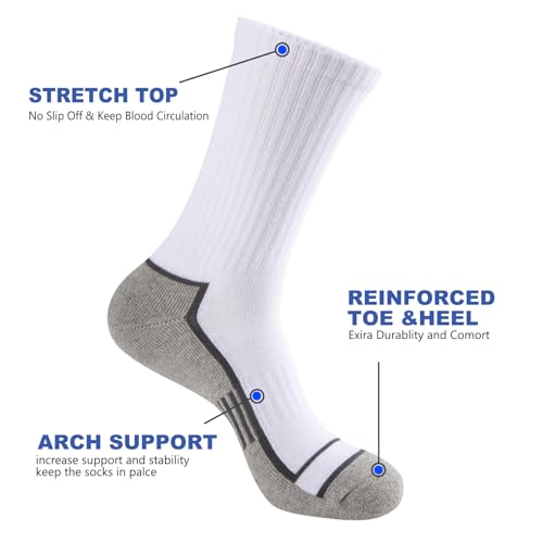 COOPLUS Mens Cotton Cushioned Crew Socks Athletic Running Moisture Wicking Performance Work Boot Socks for Men 6 Pairs3