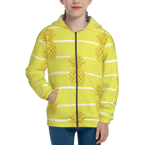 Gold Pineapple Kid Hoodies Boys Zip Up Sweatshirts Girls Pullover with Pocket3