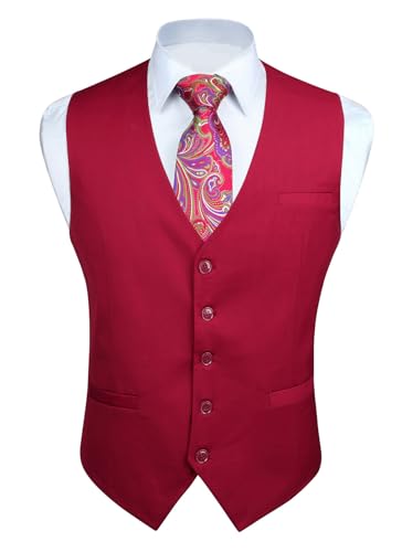 Image of Enlision Men's Suit Vest Business Formal Dress Waistcoat Solid Color Vest for Suit or Tuxedo