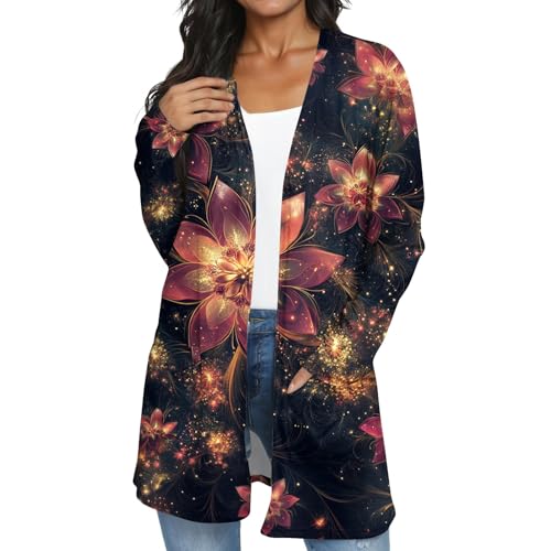 Cardigans for Women Trendy Plus Size Long Sleeve 0pen Front Cardigan Print Casual Fall Coats Dressy Long Cardigans3