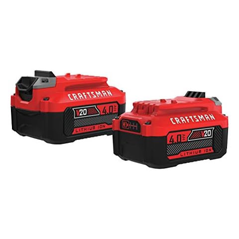 CRAFTSMAN V20 Lithium Ion Battery, 4.0-Amp Hour, 2 Pack, LED Charge Indicator (CMCB204-2) Cover