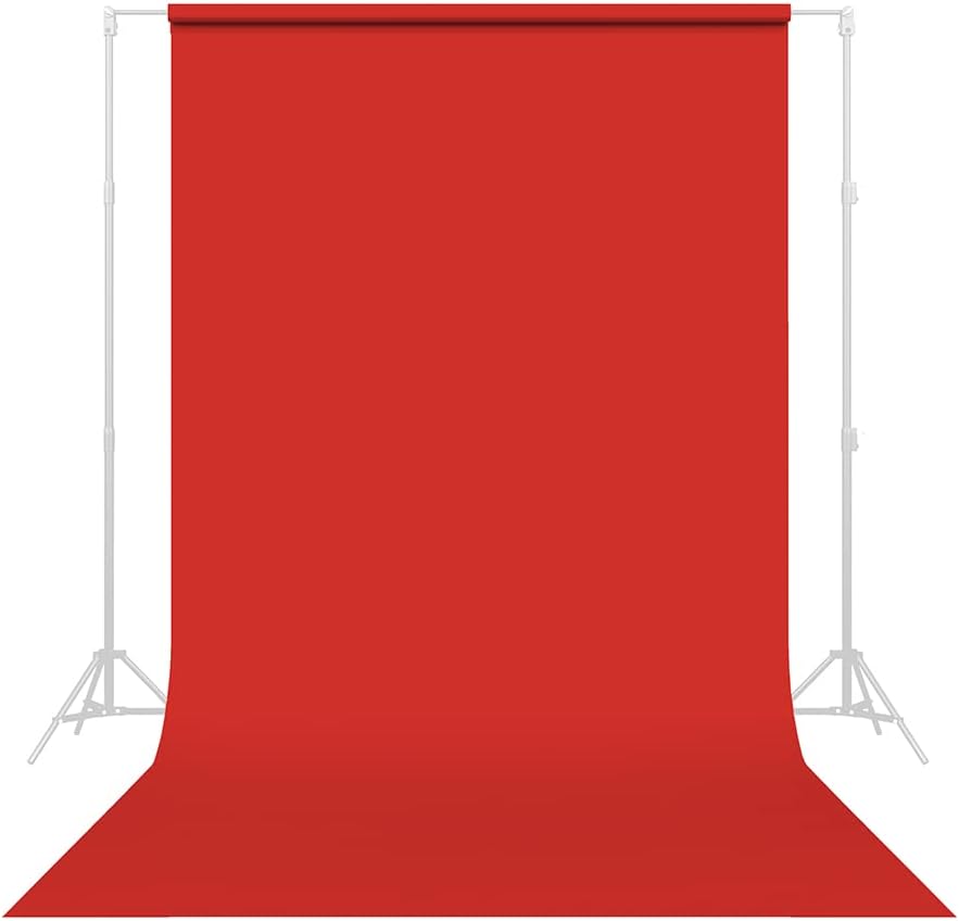 Seamless Paper Photography Backdrop - Color #8 Primary Red, Size 86 Inches Wide x 36 Feet Long, Backdrop for YouTube Videos, Streaming, Interviews and Portraits - Made in USA