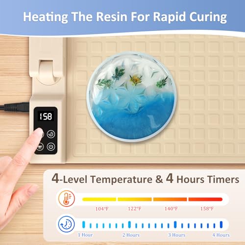 KISREL Resin Heating Mat, Resin Curing Machine with UV Light,Silicone Mat for Fast Curing Resin, 4-Speed Temperature & 4-Speed Timer, Undeformed Quick Resin Heater, Resin Supplies for DIY Enthusiasts - Image 5