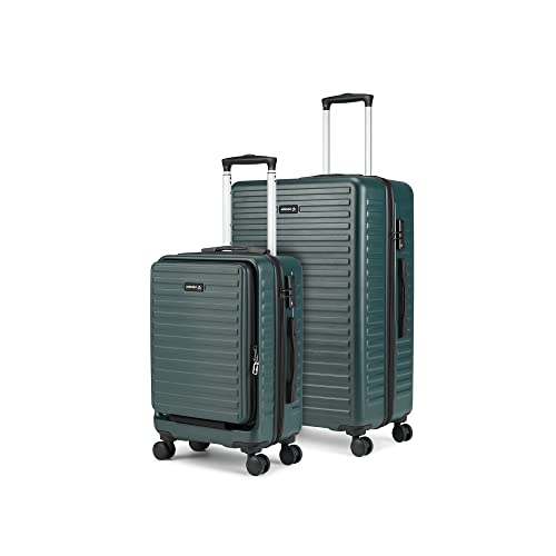 Image of THE ASSEMBLY Large Check in 28 Inches and Cabin Luggage 20 Inches Polycarbonate Premium Hardsided Suitcase Trolley (Forest Green) - Set of 2