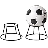 MyGift Modern Round Black Metal Sports or Exercise Ball Floor Display Storage Stand Racks, Set of 2