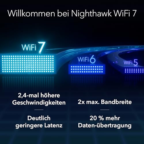 NETGEAR Nighthawk Dual-Band WiFi 7 Router (RS100) - Sicherheitsfunktionen, BE3600 WLAN-Geschwindigkeit (bis zu 3,6 Gbit/s) - deckt bis zu 135 m2 ab, 50 Ger&auml;te - 2,5 GB Internet-Port
