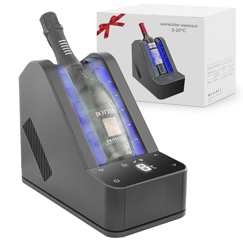 Elektrischer Weinkühler für Tisch & Bar Präzisionskühlung ohne Eis 24h Dauerbetrieb für Wein & Champagner Passend für 750ml Standardflaschen & verschiedene Champagnergrößen Geschenkidee