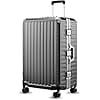 LUGGEX Checked Suitcase with Spinner Wheels, 28 Inch Aluminum Frame Zipperless Polycarbonate Hard Shell Suitcase, Charcoal Metallic