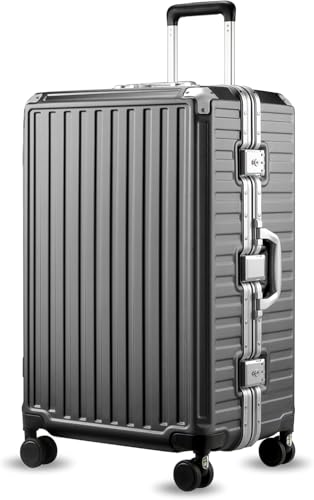 LUGGEX Checked Suitcase Spinner Wheels, 28 Inch Aluminum