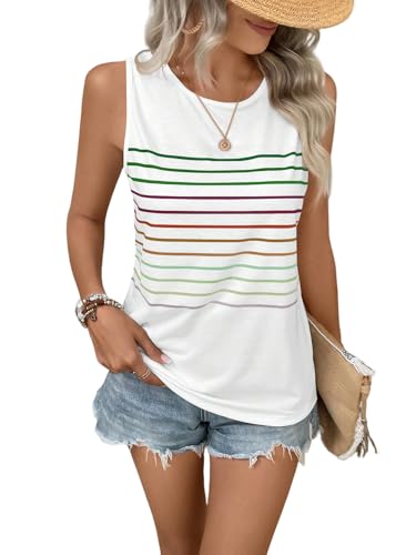 EyMuse Womens Loose Fit Casual Flowy Tank Tops Crew Neck