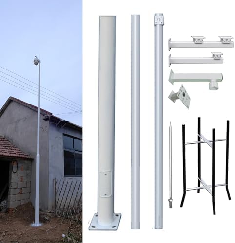 Adjustable Galvanized Steel Surveillance Camera Pole - Universal Design for Outdoor Monitoring, Ideal for Backyard & Highway Security, Height Adjustable for Versatile Applications