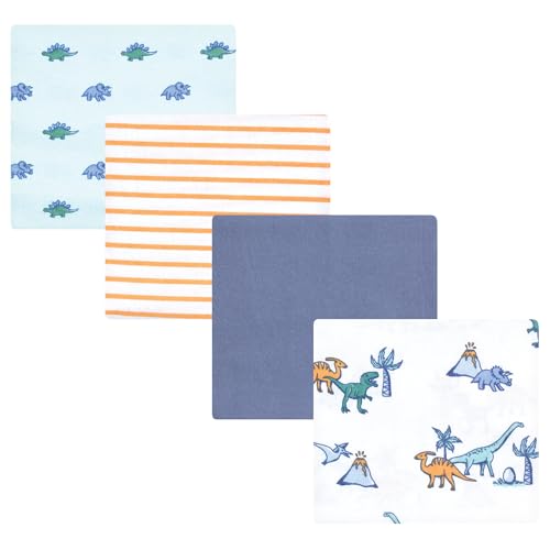 Image of Hudson Baby Unisex Baby Cotton Poly Flannel Receiving Blankets, Pastel Dino, One Size