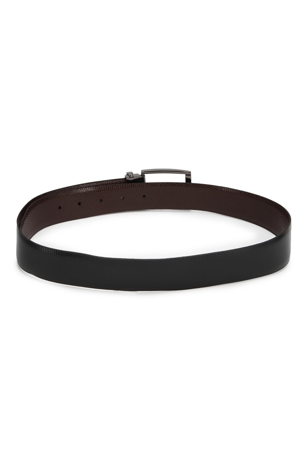Louis Philippe Cinturón para hombre de piel italiana reversible texturizada con hebilla metálica brillante
