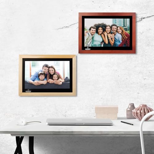 Image of Miracle Digital 12'' HDMI Wooden Hi-Def Digital Photo Frame Premium Mirror Finish,Remote SlideShow,Video Audio,Built in 8GB Memory & 2GB RAM (Dark)