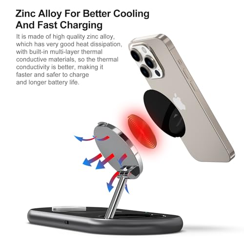Image of 3 in 1 Charging Station for Apple Devices, Mag-Safe Charger Stand, Magnetic Wireless Charger Station for iPhone 17 16 15 14 13 12 Series, for iWatch Ultra 10 9 8 7 SE 6 5 4 3, for AirPods (Black)