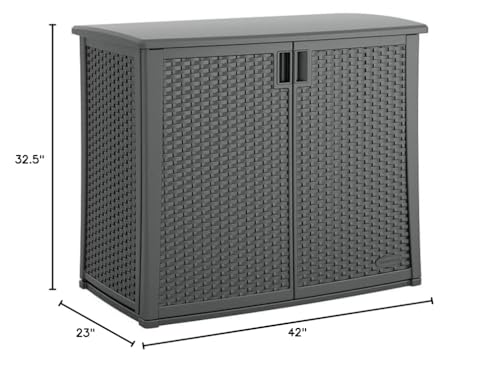 Image of Suncast Lockable Outdoor Cabinet Storage for Patio, Garden and Backyard, 97 Gal, Cool Gray