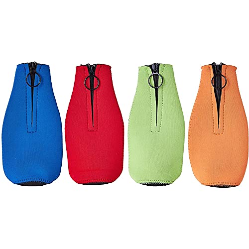 Juvale Beer Bottle Insulator Sleeves (4 Pack) Neoprene Cooler With Zipper Assorted Colors #TOP3