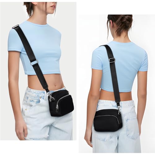 Image of Crossbody Bag for Women,Camera Sports Purses Lightweight Shoulder Bag Waterproof Purse with Adjustable Wide Strap (Black)